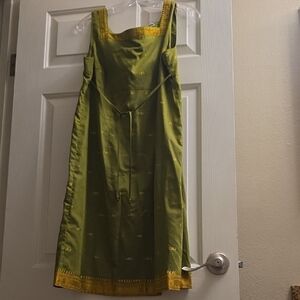 Amanda Smith Olive Dress with Gold Trim